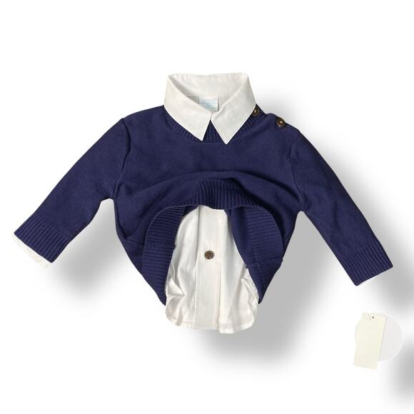 Edgehill Collection NWT Boys Navy Blue White Button up Sweater Size 6M Preppy - Picture 7 of 12